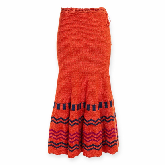 Valentino Garavani Wool Knit Midi Skirt Fluted Jacquard Size XS Fits Small NWT - Picture 2 of 10